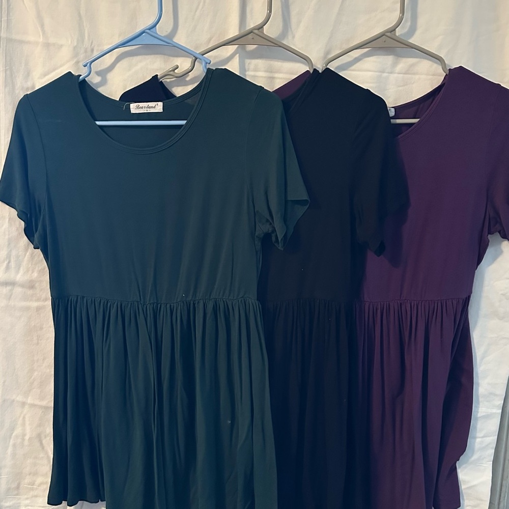 Maternity Short Sleeve Tops - Forest Green, Jet Black, Deep Purple